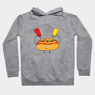 cute hot dog with mustard and ketchup Hoodie